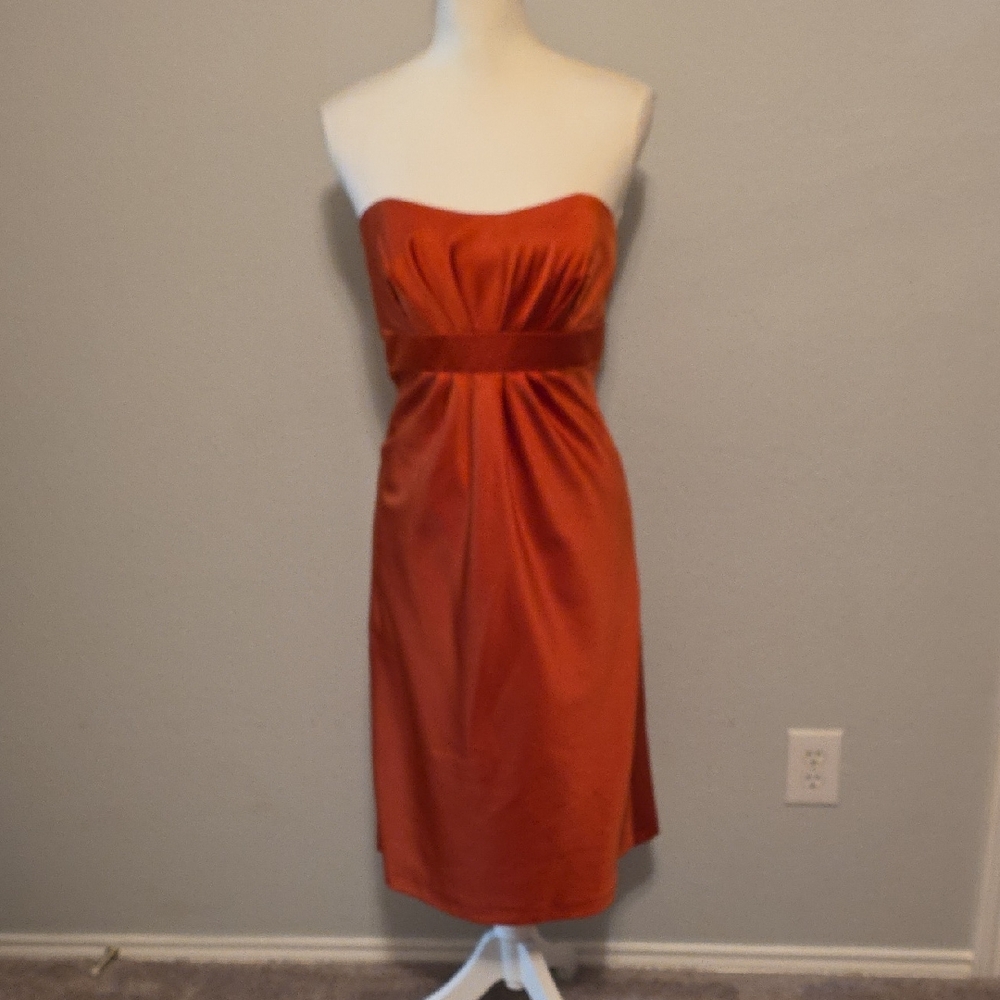 Alfred Angelo Orange Strapless Sundress Cocktail